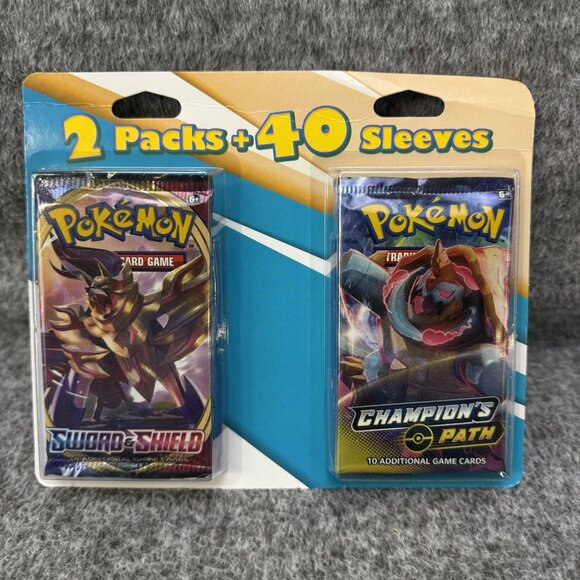 ✅Pokemon Sword & Shield & Champions Path 2-Pack 40 Sleeves Sealed Booster Cards - Picture 1 of 2
